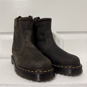 Dr. Martens Anistone Lo Leather Boots in a charcoal grey color (Brand New)